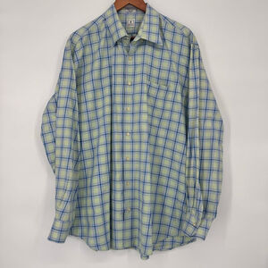 Men's Peter Millar Button Down Shirt XL Blue Green Plaid